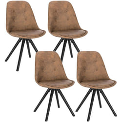 Lot de 4 Chaisess de salle à manger Woltu Chaises de cuisine, Siège en tissu scientifique, Pieds en bois massif, Brun Foncé