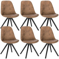 Lot de 6 Chaisess de salle à manger Woltu Chaises de cuisine, Siège en tissu scientifique, Pieds en bois massif, Brun Foncé