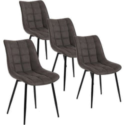 WOLTU 4 X Chaises de Salle à Manger Chaises de Cuisine Assise rembourrée en Tissu Scientifique Pieds en métal StableGris Foncé