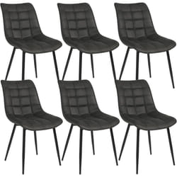 6 x Chaise de Salle à Manger, Chaise de Cuisine, Assise rembourrée en Tissu Scientifique épais, Pieds en métal, Anthracite - Woltu