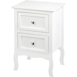 Woltu - 1x Table de Chevet en mdf, Design Rétro et Classique, avec 2 Tiroirs, Blanc