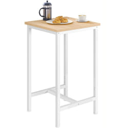 Woltu - Table de Bar Table de Cuisine Carré 60x60x102cm en aggloméré et métal, Table de bistrot Table Haute, Chêne Clair