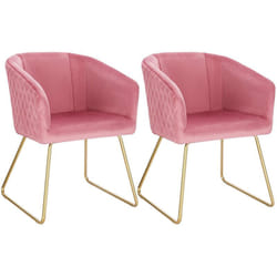 Lot de 2 Chaise de Salle à Manger Woltu Siège en Velours, Chaise de Cuisine Pieds en métal doré fauteuil de Salon, Rose