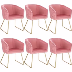 WOLTU Chaise de Salle à Manger Lot de 6 fabriqué en Velours et Pieds en métalChaise de receptionChaise SalonRose