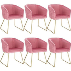 WOLTU Chaise de Salle à Manger Lot de 6 fabriqué en Velours et Pieds en métalChaise de receptionChaise SalonRose