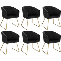Chaise de Salle à Manger, Lot de 6, fabriqué en Velours et Pieds en métal, Chaise de reception, Chaise Salon, Noir - Woltu