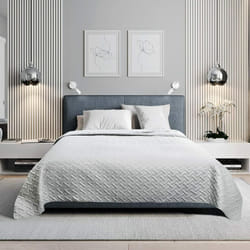 Woltu - Couvre lit à Motif géométrique en Microfibre, Patchwork réversible Douce et agréable, Gris Clair, 170x210cm