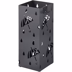 WOLTU Porte parapluie en métal carrée avec 4 crochets et plateau Porte parapluie design moderne 20x20x49cm anthracite
