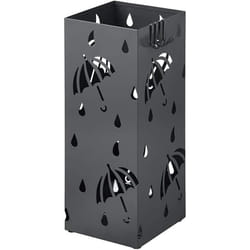 WOLTU Porte parapluie en métal carrée avec 4 crochets et plateau Porte parapluie design moderne 20x20x49cm anthracite