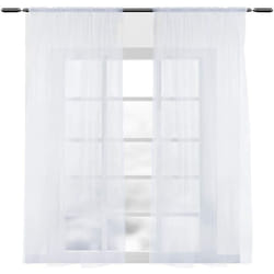 Woltu - Lot de 2 Rideaux en Voile Transparents, 140x145cm, Blanc, VH6062ws-2
