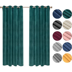 Lot de 2 Rideaux Draperies Thermique à Oeillets, 140x225cm Rideau Opaque Occultant en Velours, Vert foncé VH6066dgn-2 - Woltu