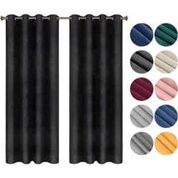 Lot de 2 Rideaux Draperies Thermique à Oeillets, 140x225cm Rideau Opaque Occultant en Velours, Noir VH6066sz-2 - Woltu