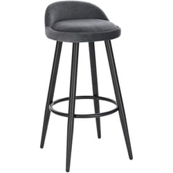 1 x Tabouret de Bar Chaise de Bar en Velours, Tabouret Bistro avec Repose-Pieds en métal, Gris Foncé - Woltu