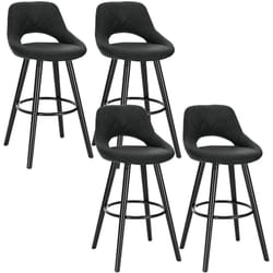 4 x Tabourets de Bar en Tissu Scientifique, Chaises de Bar Structure en Bois Massif, Anthracite - Woltu