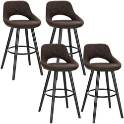 4 x Tabourets de Bar en Tissu Scientifique, Chaises de Bar Structure en Bois Massif, Brun Foncé - Woltu
