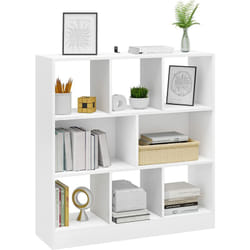 Bibliothèque WOLTU, Étagère à Livres 8 Casiers Meuble de Rangement pour Bureau, Blanc, 98x30x100cm