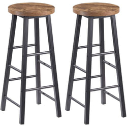 Lot de 2 Tabourets de bar Woltu Pieds en Acier - Assise en mdf - avec Repose-Pied Noir+Vintage