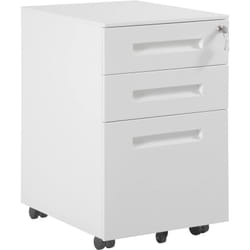 Woltu - Caisson de Bureau en acier et nylon, Caisson de Rangement avec Serrures et roulettes, 39x45x60 cm Blanc