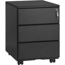 Woltu - Caisson de Bureau en acier et nylon, Caisson de Rangement avec Serrures et roulettes, 39x52, 4x54cm, Noir