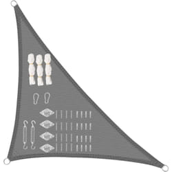 Voile d'ombrage Triangulaire 3,6x3,6x5,1 m, en hdpe, Perméable à l'air Protection uv avec kit de Fixation, Gris - Woltu