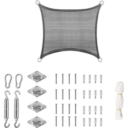 Voile d'ombrage rectangulaire 2x2m, Protection Solaire hdpe perméable à l'air, Protection uv avec kit de Fixation, Gris - Woltu