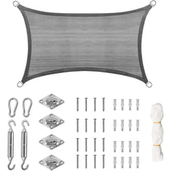 Voile d'ombrage rectangulaire 4x6m, Protection Solaire hdpe perméable à l'air, Protection uv avec kit de Fixation, Gris - Woltu