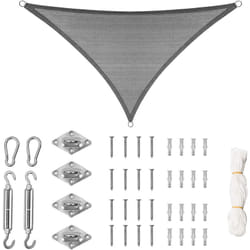 Voile d'ombrage Triangulaire 2,5x2,5x3,5 m, Protection Solaire hdpe perméable à l'air, Protection uv avec kit de Fixation, Gris - Woltu