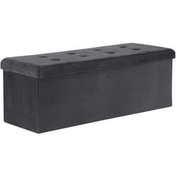 Banc Coffre de Rangement Pliant Boîte de Rangement Siège en Velours Tabouret Bas, 110x37, 5x38cm Gris - Woltu