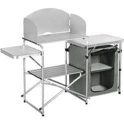 Cuisine de Camping en mdf et Aluminium, Table de Pique-Nique Pliable avec Armoire de Rangement, Protection Contre Le Vent - Woltu