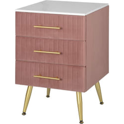 Woltu - Table de Chevet en Velours - Table de Nuit avec 3 Tiroirs - 40, 5x41x62cm - Rose