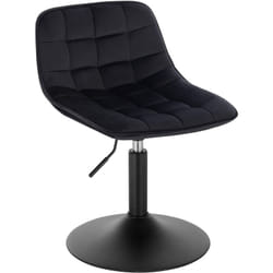 Tabouret de Bar Siège en Velours Chaise de Bar avec Dossier Tabouret Rotatif Moderne Hauteur Réglable, Noir - Woltu