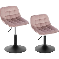 Lot de 2 Tabouret de Bar Siège en Velours Chaise de Bar avec Dossier Tabouret Rotatif Moderne Hauteur Réglable, Rose - Woltu