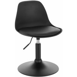 Tabouret de Bar en Similicuir Chaise de Bar Tabouret Rotatif pour Bar, Cuisine, Bistro Comptoir, Hauteur Réglable, Noir - Woltu