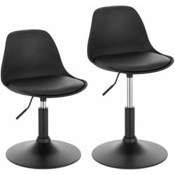 Lot de 2 Tabouret de Bar en Similicuir, Tabouret Rotatif pour Bar, Cuisine, Bistro Comptoir, Hauteur Réglable, Noir - Woltu