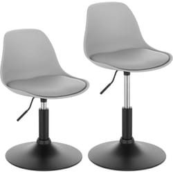 Lot de 2 Tabouret de Bar en Similicuir, Tabouret Rotatif pour Bar, Cuisine, Bistro Comptoir, Hauteur Réglable, Gris - Woltu