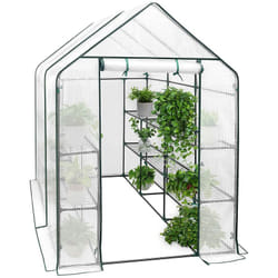 Serre de Jardin pe, Serre pour légumes avec Porte, Blanc, 143x215x195cm - Woltu