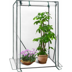 Serre de Jardin pe Woltu Serre légumes avec Porte, 100x50x150/136cm, Blanc