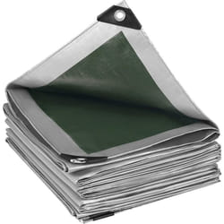 Woltu - Bâche de Protection pe Bâche Piscine 3x6m 280g/m², Couverture étanche bâche imperméable et indéchirable, Gris+Vert Foncé