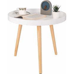 Table Basse Ronde en Bois Massif - Table de Salon Moderne - Blanche Chêne - 50x44 cm - Woltu