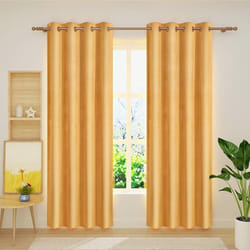 Lot de 2 Rideau Occultant avec œillets Woltu Rideaux en Velours de Tombé Lourd de Fenêtre Thermique, Jaune Moutarde, 140x270 cm