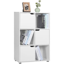 Bibliothèque Armoire 59,7x29,7x91cm Woltu tagère de Rangement en mdf avec 3 Portes 6 Compartiments, pour Salon Bureau, Blanc