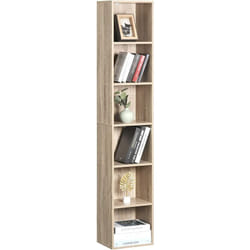 Woltu - Bibliothèque en Panneaux de Particules Étagère de Rangement, avec 6 Compartiments 30x24x158, 5cm, Chêne