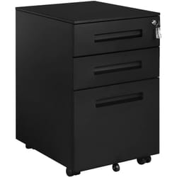 Woltu - Caisson de Bureau en acier et nylon, Caisson de Rangement avec Serrures et roulettes, 39 x 45 x 60 cm, Noir