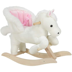 Woltu - Jouet à bascule en Peluche pour Bébé, Siège Confortable avec Ceinture de sécurité, avec Effet Sonore, Blanc et Rose