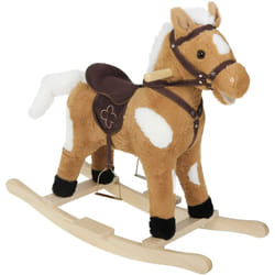 Woltu - Jouet à bascule en Peluche pour Bébé, Siège Confortable, avec Effet Sonore, Marron + Blanc + Chêne