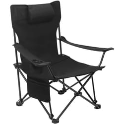 Chaise de Camping, avec Appui-tête, Porte-gobelet, Poche de Rangement, Sac de Transport, Charge 150 kg, Noir - Woltu