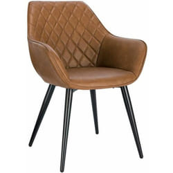 Chaise de Salle à Manger Assise en Similicuir Chaise de Cuisine avec accoudoirs Pied en métal, Brun - Woltu