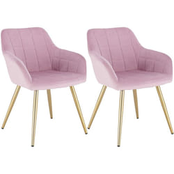 Woltu - Lot de 2 Chaises de Salle à Manger avec accoudoirs Chaise de Salon, Structure en métal et Assise en Velours, Rose