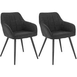 Lot de 2 Chaises de Salle à Manger avec accoudoirs Woltu Chaise de Salon, Structure en métal et Assise en Tissu Scientifique, Anthracite
