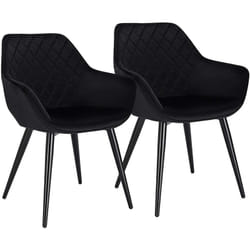 Woltu - Lot de 2 Chaises de Salon Chaises de Salle à Manger, matière en Velours et métal, Noir